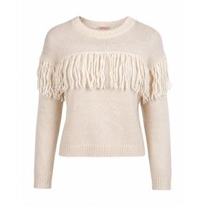 Kontatto Fringe Mohair Blend Sweater OS Cream Italian Knit Boho Western Pullover
